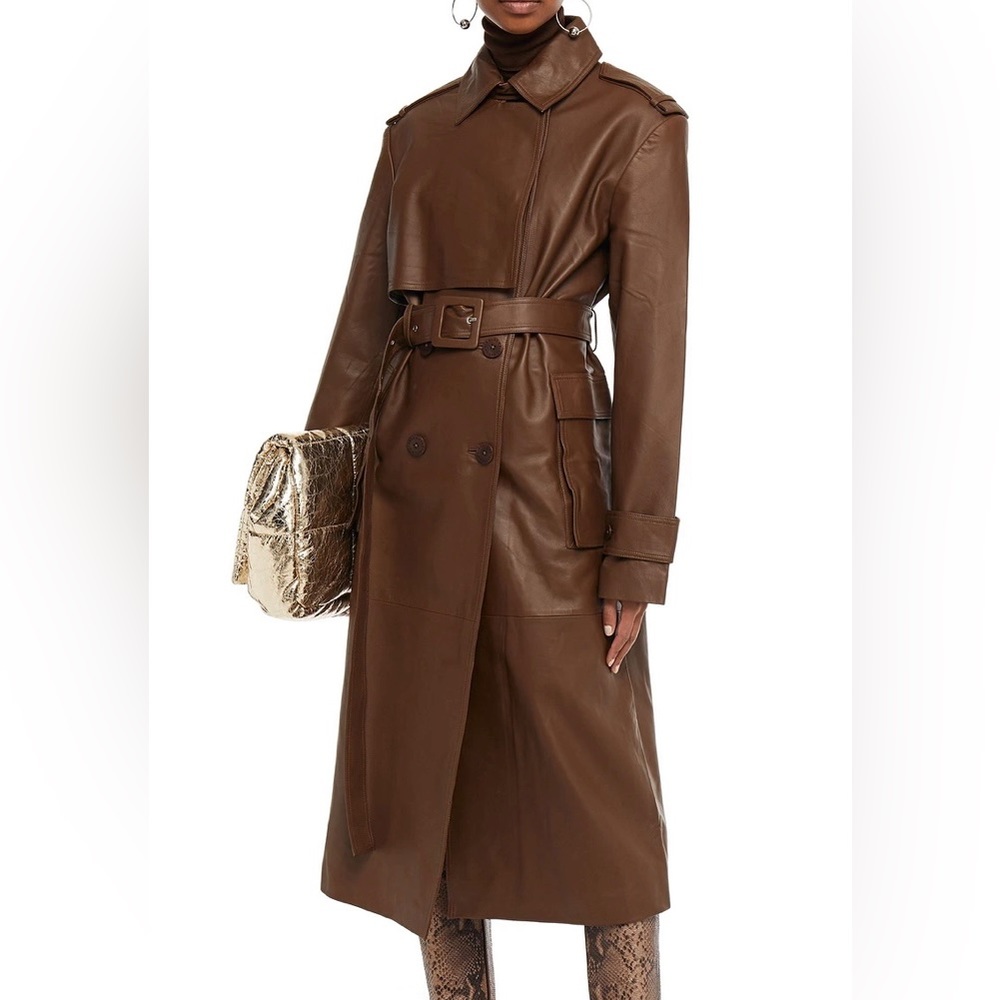 Leather trench coat